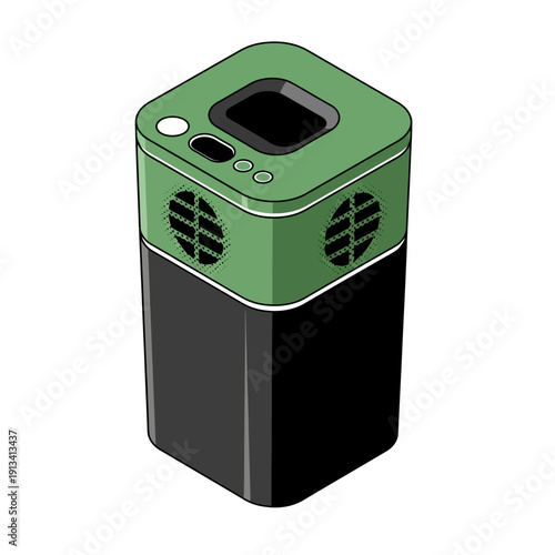 Isometric vector illustration of a smart air purifier, a modern household appliance for clean air and healthy living