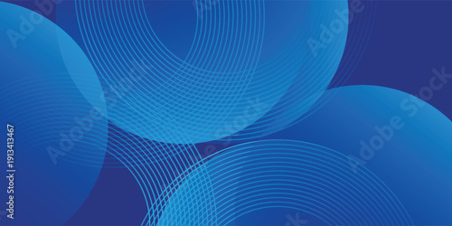 Abstract blue glowing geometric lines on dark blue background. Modern shiny blue circle. Suit for cover, poster, banner VECTOR