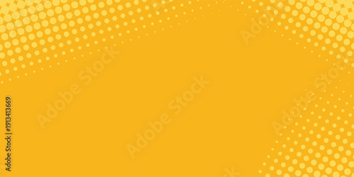 Yellow halftone pattern. Retro comic gradient background. Bright orange pixelated dotted texture overlay. Cartoon pop art faded gradient pattern.