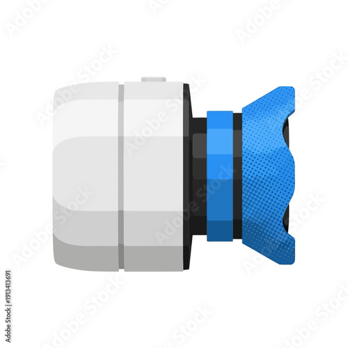 Vector Camera Icon with Blue Lens Hood and White Body, Perfect for Technology and Photography Projects