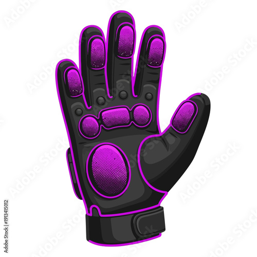 Vibrant Vector illustration of a cutting-edge haptic feedback glove, designed for immersive virtual reality experiences, showcasing advanced digital interaction technology