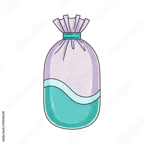 Vector illustration depicting a vibrant water-soluble pod, ideal for laundry detergent or bath products, rendered in a modern graphic style with an appealing color scheme