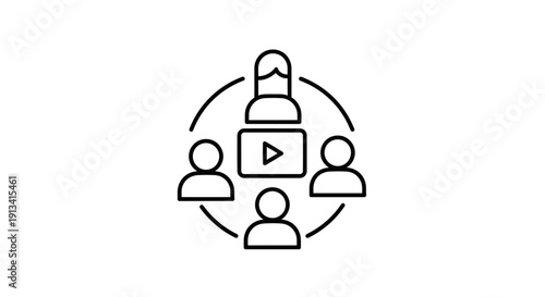 People icons around video play button.