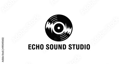 Echo Sound Studio Vinyl Record Logo Design.