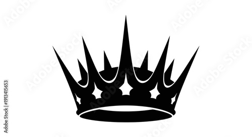 Elegant Black Crown Silhouette on White Background.
