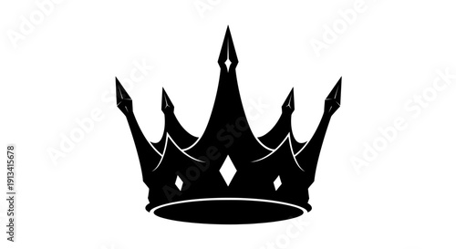 Elegant Black Crown Silhouette with Diamond Accents.