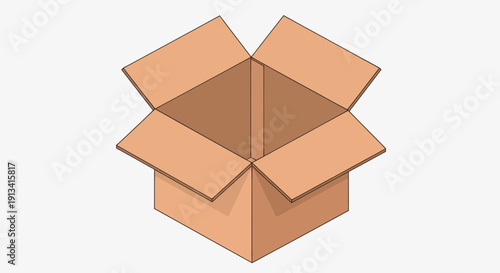 Empty Cardboard Box Ready for Packaging and Shipping.