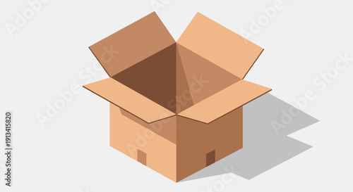 Empty Cardboard Box Ready for Packaging and Shipping.