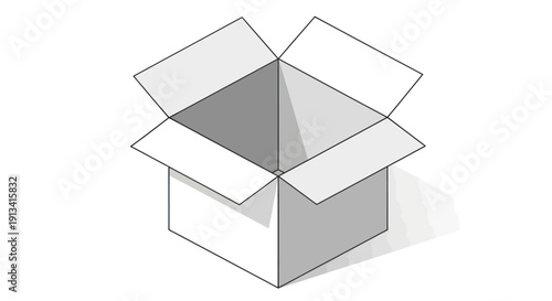 Empty Cardboard Box with Open Flaps Ready for Packaging or Storage.