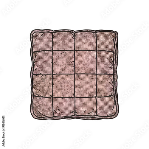 Hand-drawn vector illustration of a cozy, textured weighted blanket, perfect for comfort, relaxation, and therapeutic use in home decor and lifestyle designs