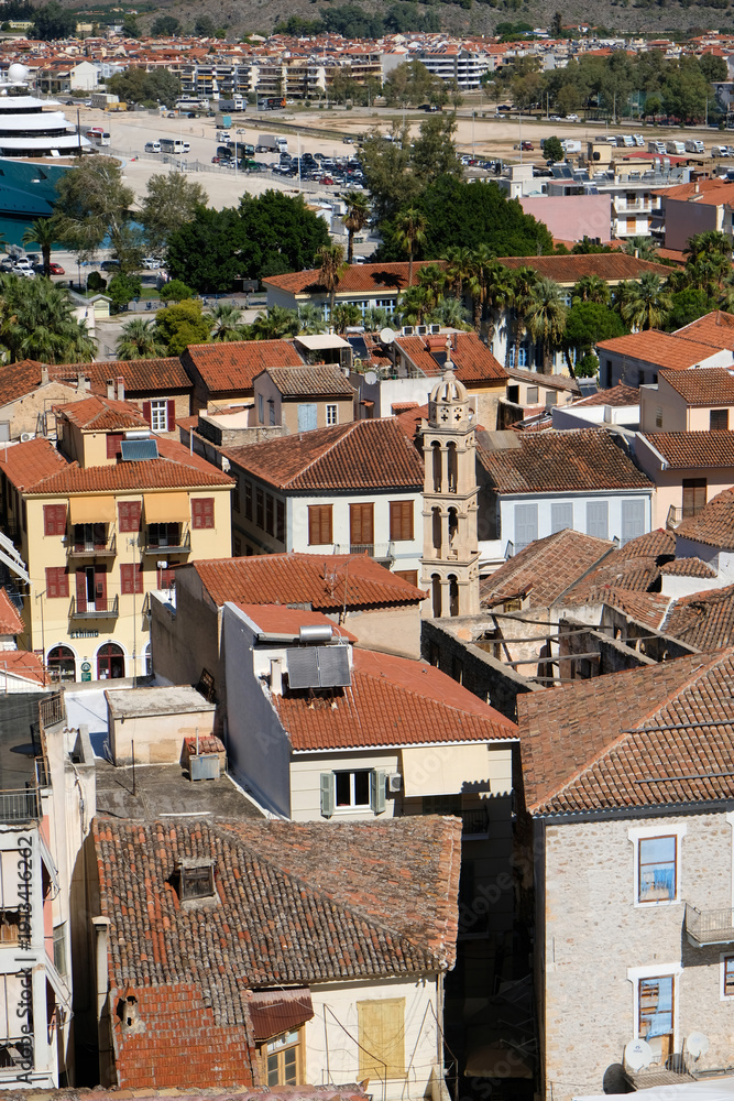 Fototapeta premium view of the rooftops of Nafplio from above