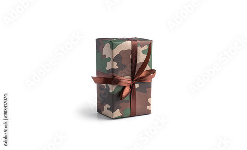 Фотография Camouflage gift box isolated. . High quality photo