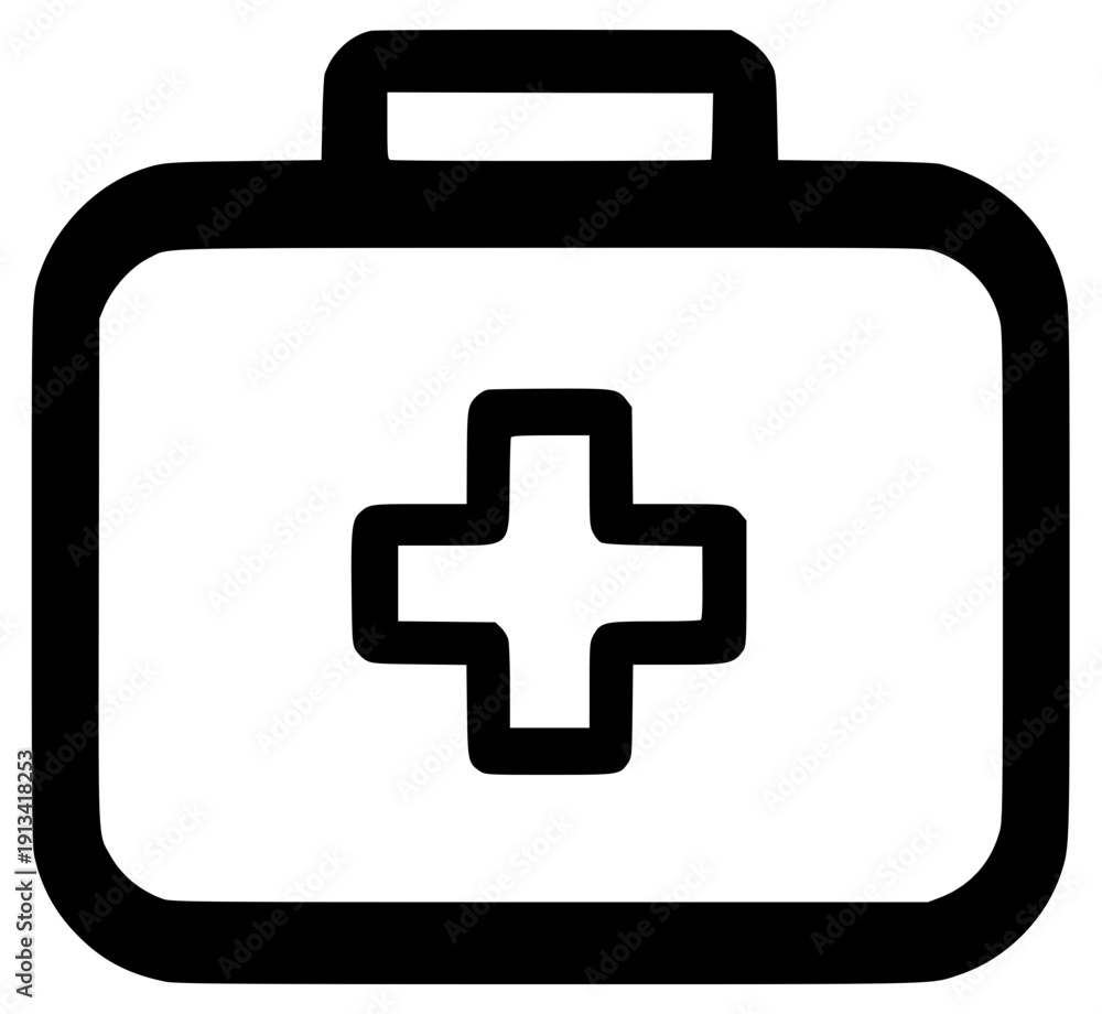 Obraz premium First aid kit medical emergency icon black