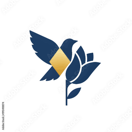 Elegant Hummingbird and Leaf Logo Design for Organic Brand Natural Wellness Eco Business and Premium Identity