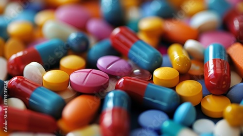 Wallpaper Mural Close up of a colorful assortment of pills and capsules showcasing diverse healthcare and medication Torontodigital.ca