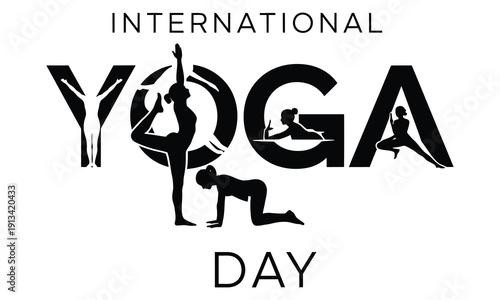 International yoga day silhouette celebrating women's day with fitness and wellness activities