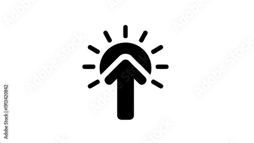 Vector illustration of bright up arrow icon symbol for increase brightness or light level on a transparent background