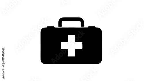 Vector illustration of first aid kit icon, medical emergency bag symbol, health care and rescue sign, simple vector graphic on a transparent background