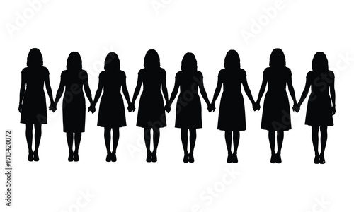 Silhouette of women united on international woman's day celebrating equality and empowerment