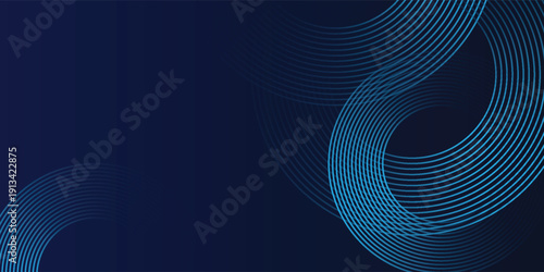 Blue abstract background with glowing circles. Swirl circular lines pattern. Geometric spiral. Twirl element. Modern graphic design.