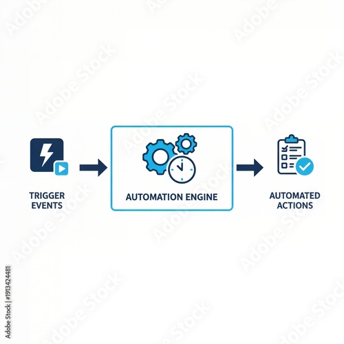 Workflow Automation Engine Diagram Trigger Events to Automated Actions Process