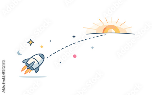Maintaining direction during long periods without feedback framed as deep space travel, a spacecraft moving steadily toward a distant glow across empty space symbolizing