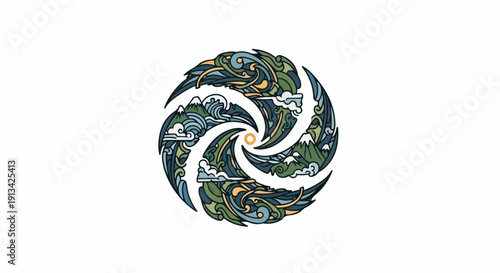 Colorful Spiral Design Element Circle Shape.