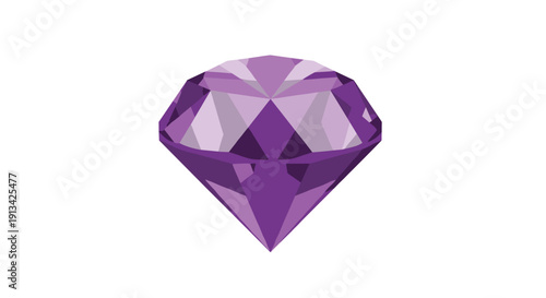 A meticulously cut and faceted purple diamond gemstone with brilliant light reflections, isolated on a clean white background.