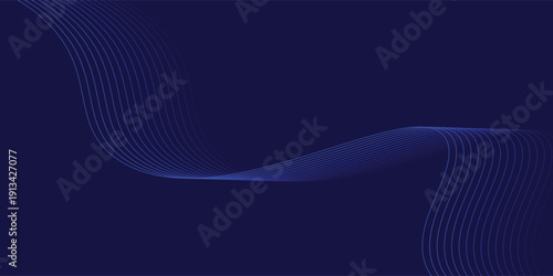 Vector abstract blue background with dynamic blue waves, lines and particles.