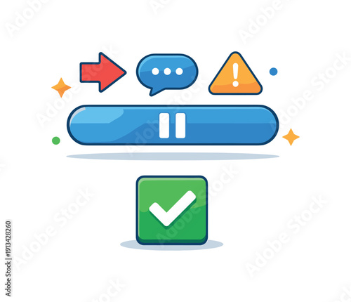 Strategic decision buffering and creating space between information intake and final choice, a clear pause layer placed between incoming signals and a single decision tile