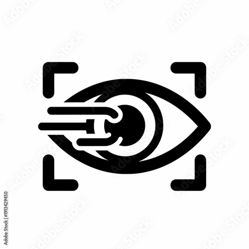 Abstract concept of an eye scanning with digital lines, representing biometric identification and futuristic technology