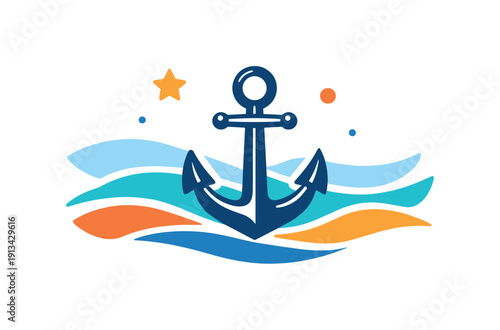 Invisible resilience and staying steady through prolonged uncertainty, a solid anchor placed within gently shifting abstract waves representing endurance, calm strength, and