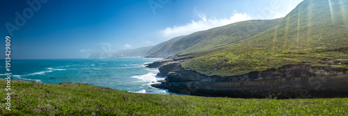 Panorama Of Lobo Canyon Opening Up To The Ocean On Santa Rosa