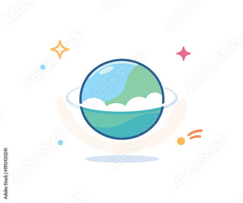 Complete mental release and freedom from internal pressure expressed through cosmic openness, a single planet floating freely in wide empty space with a soft dissolving halo