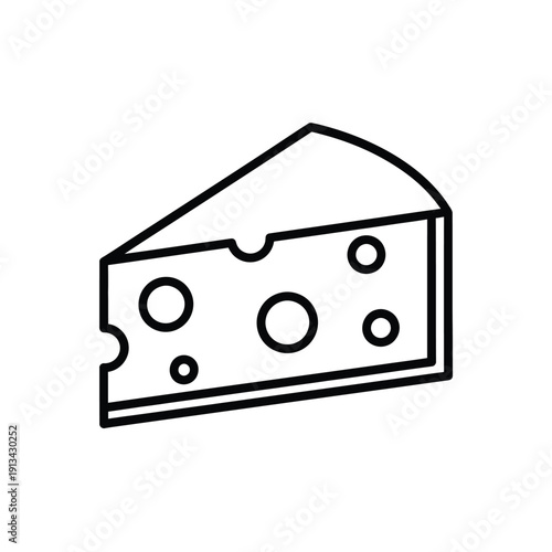 Slice of Swiss cheese with holes, food ingredient icon