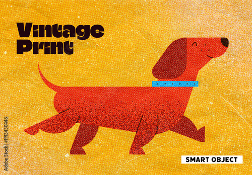 Rough Halftone Vintage Print Effect Mockup