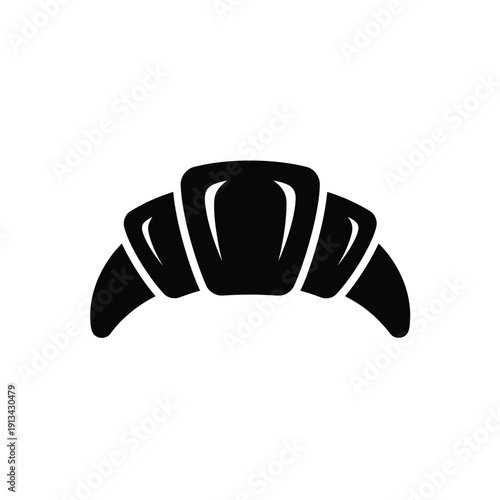 Black croissant icon isolated on white background vector illustration for menu