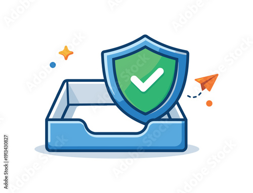 Cognitive buffering and protecting mental space from constant interruptions, a clean inbox tray with visible empty margin and a soft shield representing focus, resilience, and