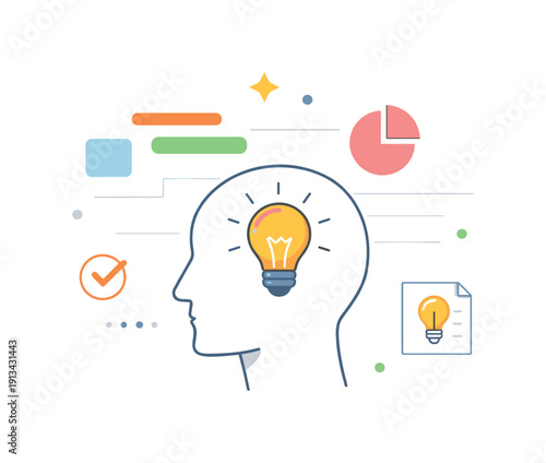 Cognitive background alignment and silent ordering of thoughts before articulation in complex work, several faint abstract elements subtly settling into a clean arrangement behind