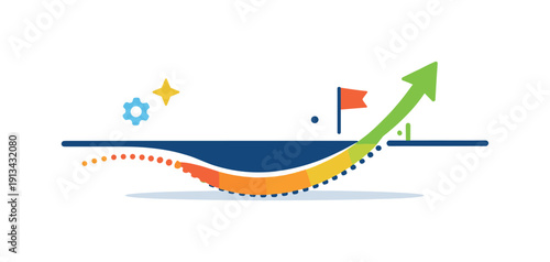 Invisible progress and value creation happening before visible results appear, a subtle growth curve emerging from beneath a flat surface expressing patience, consistency, and