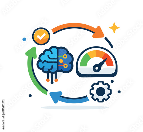 AI autonomous workflow intelligence and self managing execution for modern digital organizations reducing friction and oversight, a streamlined process loop paired with a small