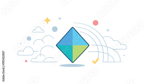 Cognitive background convergence and allowing scattered thoughts to self organize without active control during focused work, several faint abstract elements gradually aligning