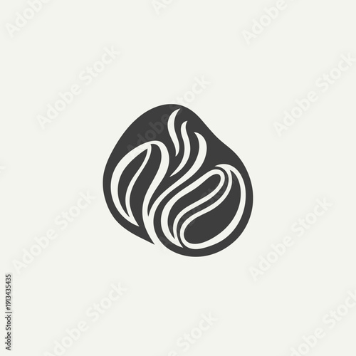Abstract coffee beans logo with steam illustration.
