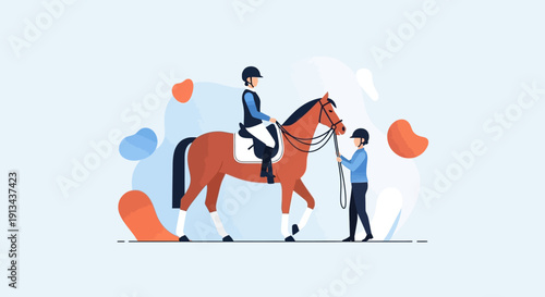Equestrian training with a professional horse rider and instructor