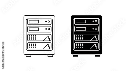 Modern data center server rack with multiple blades and bays in a compact cabinet.