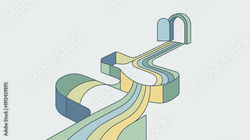 Vibrant abstract road leading to archway in modern design