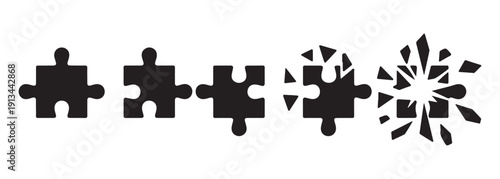 Puzzle Pieces Breaking Apart Abstract Problem Concept