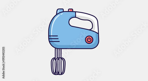 Blue Handheld Electric Mixer Illustration.