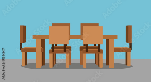 Modern Wooden Dining Table and Chairs Set.
