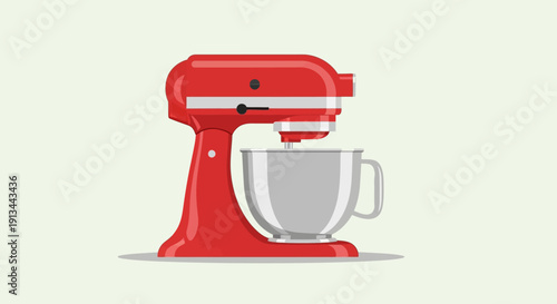 Red Stand Mixer with Stainless Steel Bowl 1.